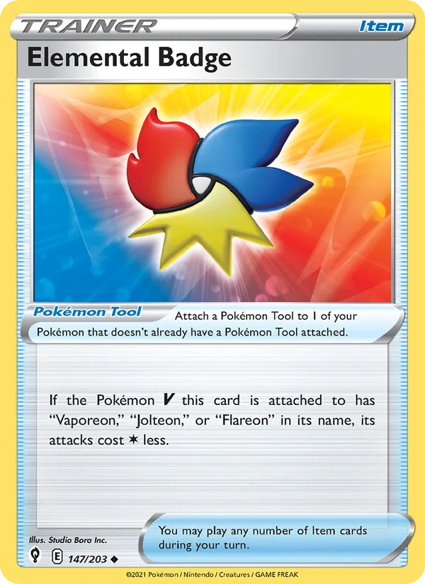 Elemental Badge Reverse Holo 147/203 Evolving Skies Pokémon Card