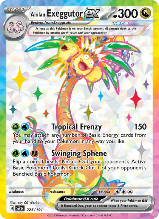 Alolan Exeggutor ex Holo 225/191 Surging Sparks Pokémon Card