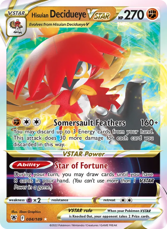 Hisuian Decidueye VSTAR Holo 084/189 Astral Radiance Pokémon Card