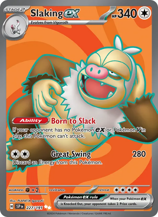 Slaking ex Holo 227/191 Surging Sparks Pokémon Card