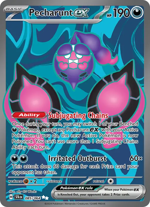 Pecharunt ex Holo 085/64 Shrouded Fable Pokémon Card
