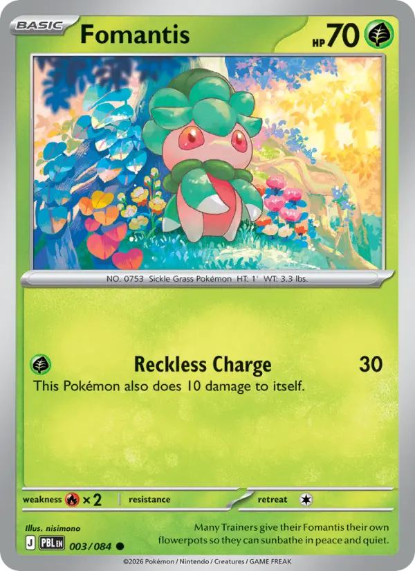 Fomantis Reverse Holo 003/84 Pitch Black Pokémon Card