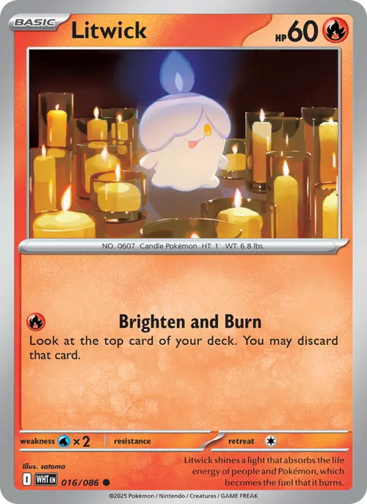 Litwick Reverse Holo 016/86 White Flare Pokémon Card