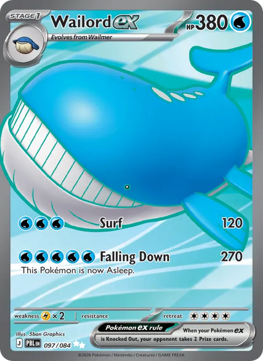 Wailord ex Holo 097/84 Pitch Black Pokémon Card