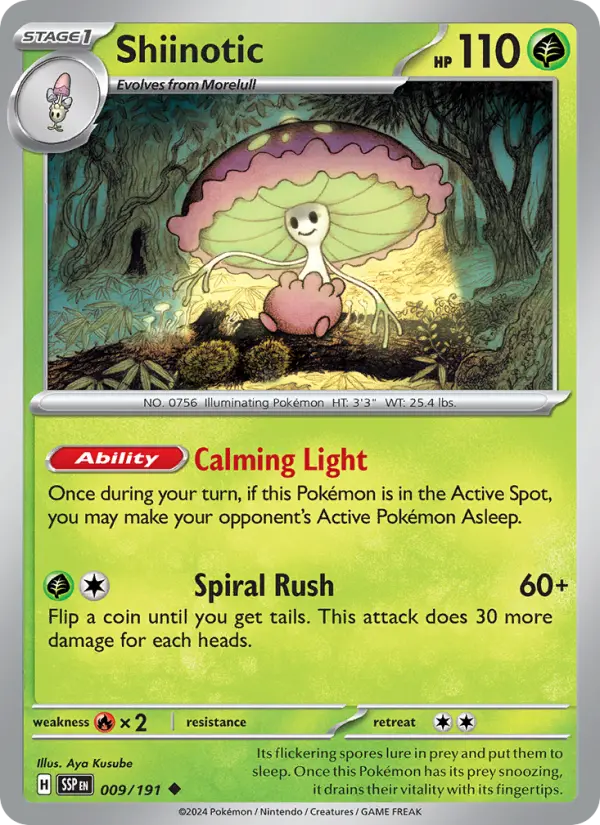 Shiinotic Reverse Holo 009/191 Surging Sparks Pokémon Card