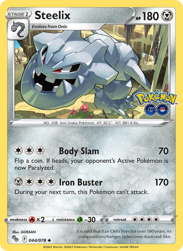 Steelix Reverse Holo 044/78 Pokémon GO Pokémon Card