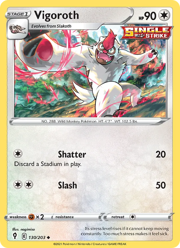 Vigoroth Reverse Holo 130/203 Evolving Skies Pokémon Card