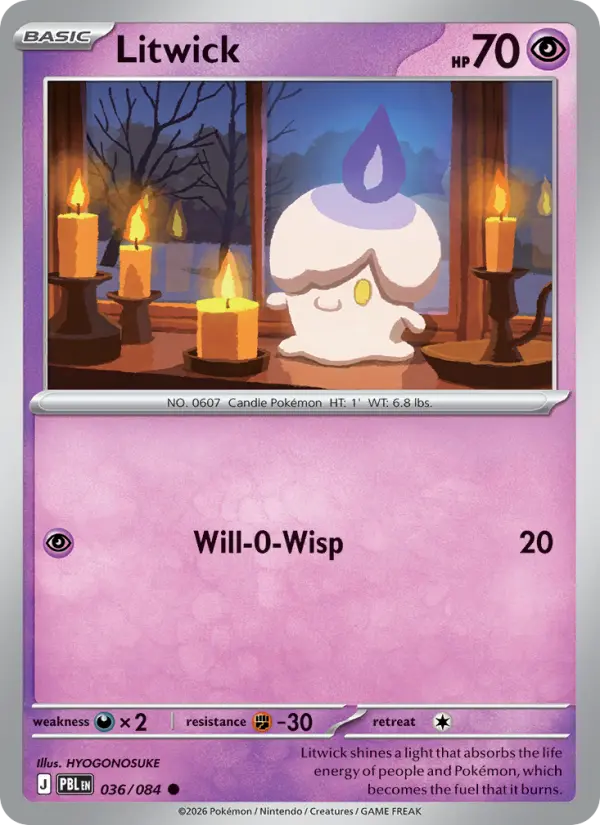 Litwick Reverse Holo 036/84 Pitch Black Pokémon Card