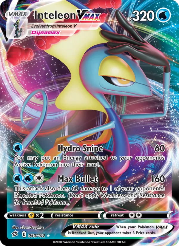 Inteleon VMAX Holo 050/192 Rebel Clash Pokémon Card