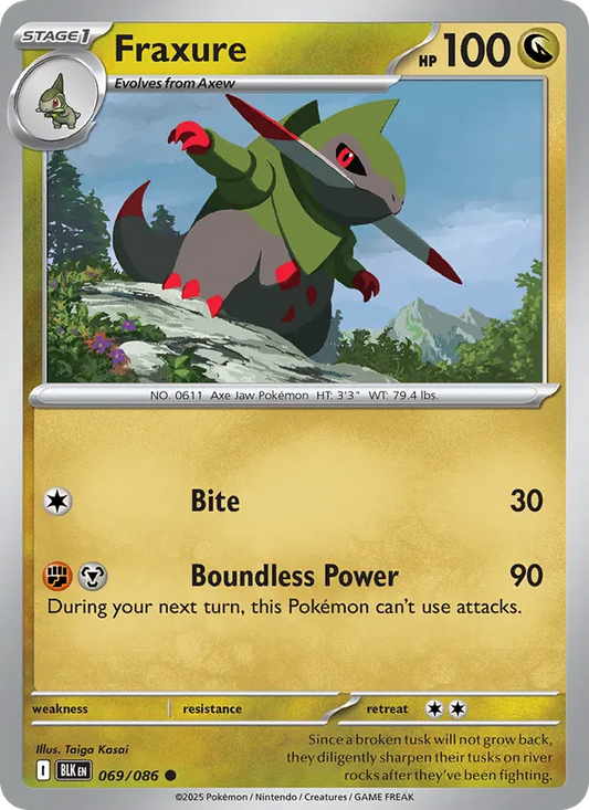 Fraxure Normal 069/86 Black Bolt Pokémon Card