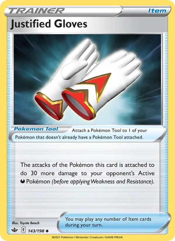 Justified Gloves Reverse Holo 143/198 Chilling Reign Pokémon Card