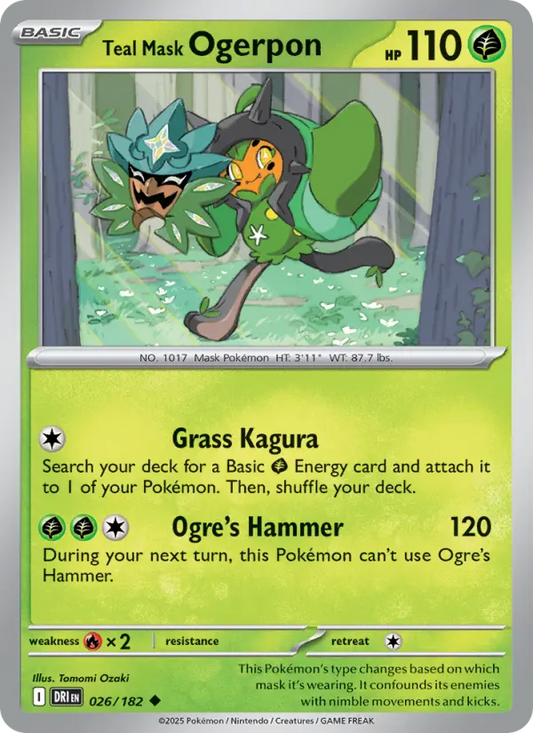 Teal Mask Ogerpon Reverse Holo 026/182 Destined Rivals Pokémon Card