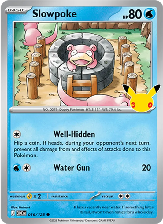 Slowpoke Normal 016/128 30th Celebration Pokémon Card