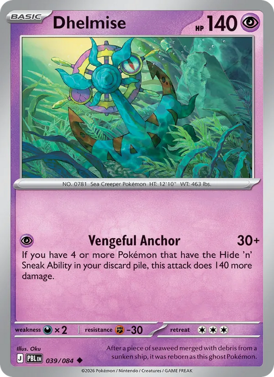 Dhelmise Non-Holo 039/84 Pitch Black Pokémon Card