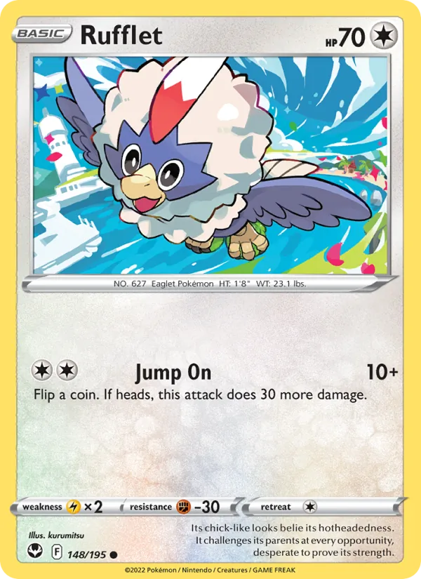Rufflet Reverse Holo 148/195 Silver Tempest Pokémon Card