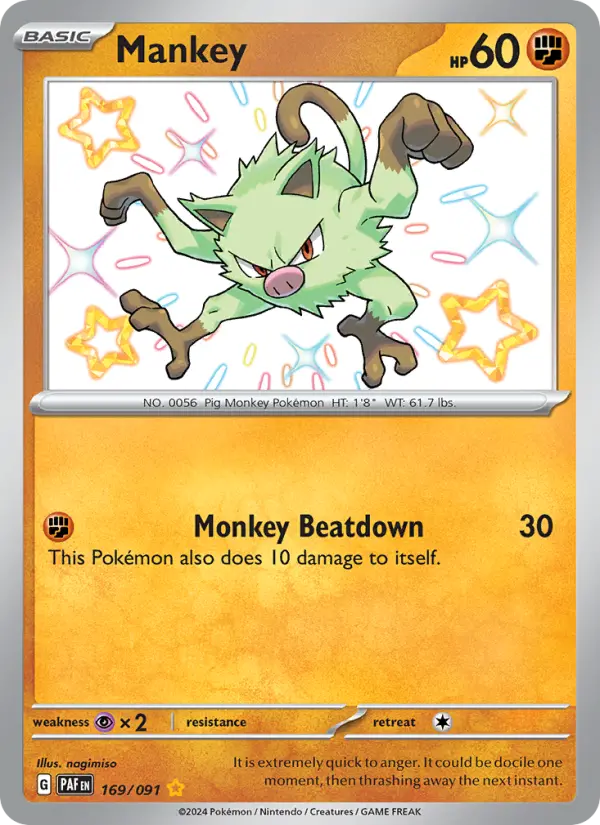 Mankey Holo 169/91 Paldean Fates Pokémon Card