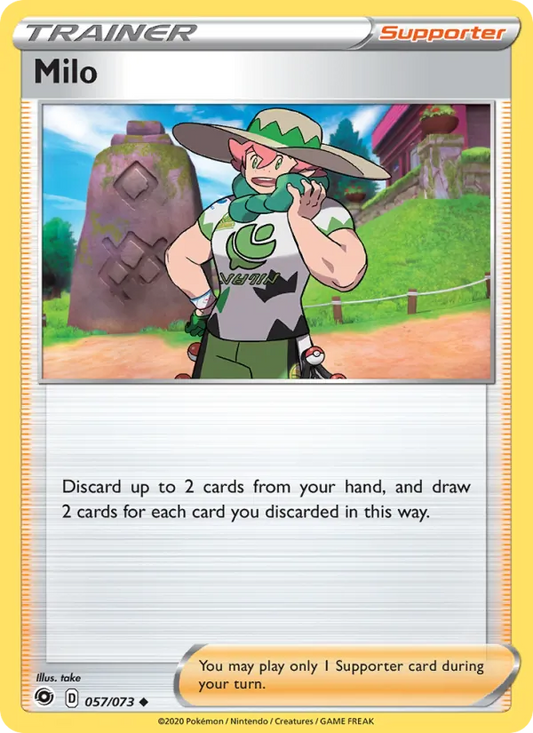 Milo Reverse Holo 057/73 Champion's Path Pokémon Card