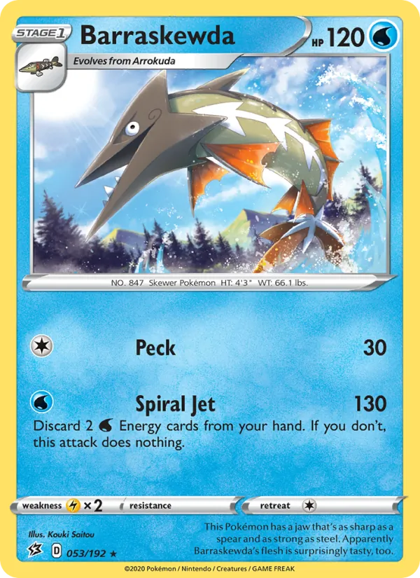 Barraskewda Reverse Holo 053/192 Rebel Clash Pokémon Card