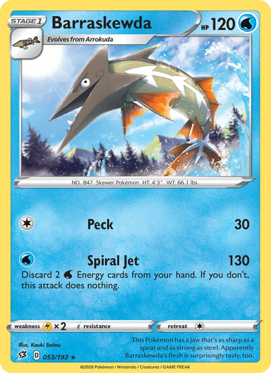 Barraskewda Reverse Holo 053/192 Rebel Clash Pokémon Card