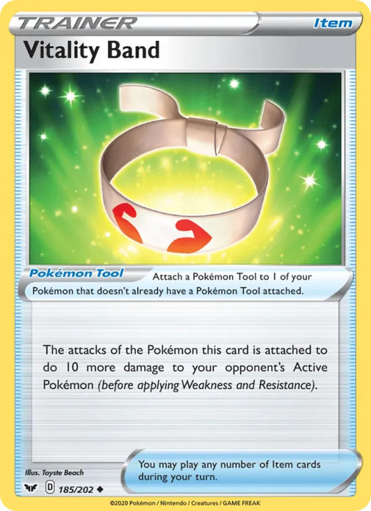Vitality Band Reverse Holo 185/202 Sword & Shield Pokémon Card