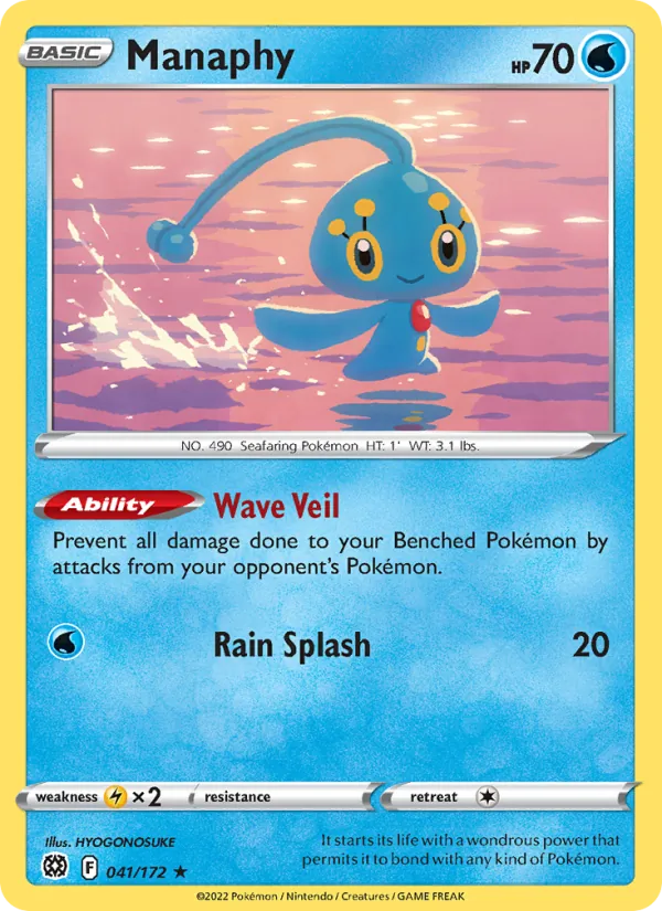 Manaphy Reverse Holo 041/172 Brilliant Stars Pokémon Card