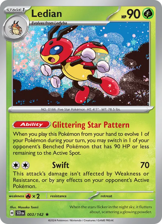 Ledian Normal 003/142 Stellar Crown Pokémon Card