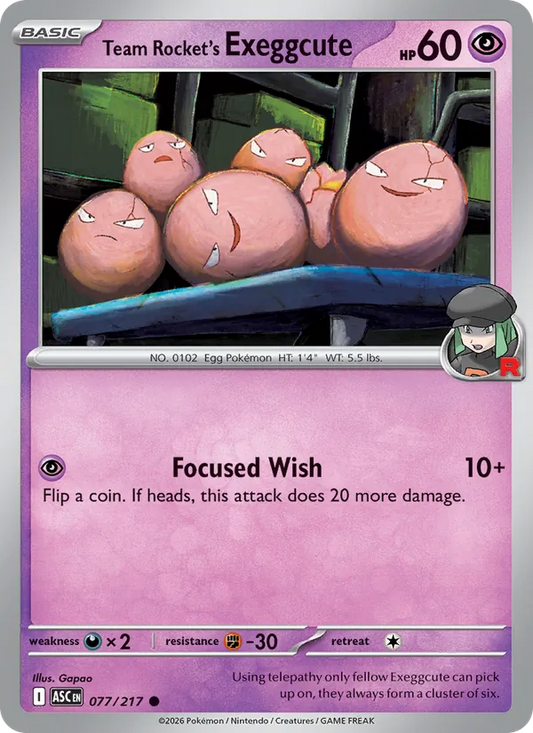 Team Rocket's Exeggcute Normal 077/217 Ascended Heroes Pokémon Card