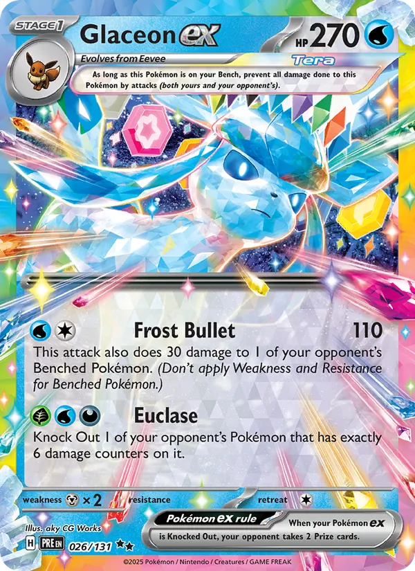 Glaceon ex Holo 026/131 Prismatic Evolutions Pokémon Card