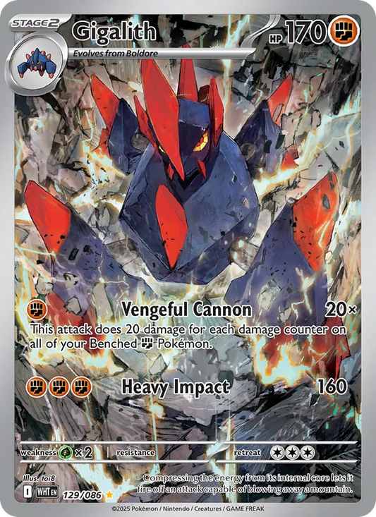 Gigalith Holo 129/86 White Flare Pokémon Card