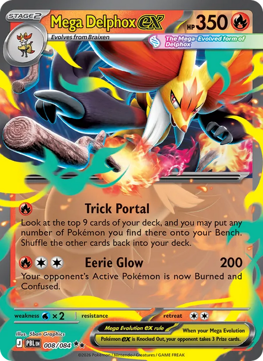 Mega Delphox ex Holo 008/84 Pitch Black Pokémon Card