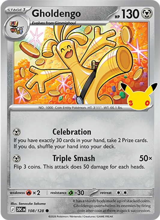 Gholdengo Normal 108/128 30th Celebration Pokémon Card