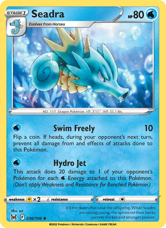 Seadra Reverse Holo 036/196 Lost Origin Pokémon Card