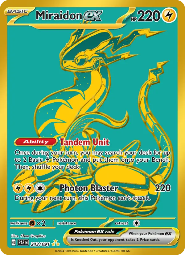 Miraidon ex Holo 243/91 Paldean Fates Pokémon Card
