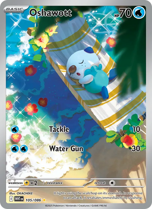 Oshawott Holo 105/86 White Flare Pokémon Card