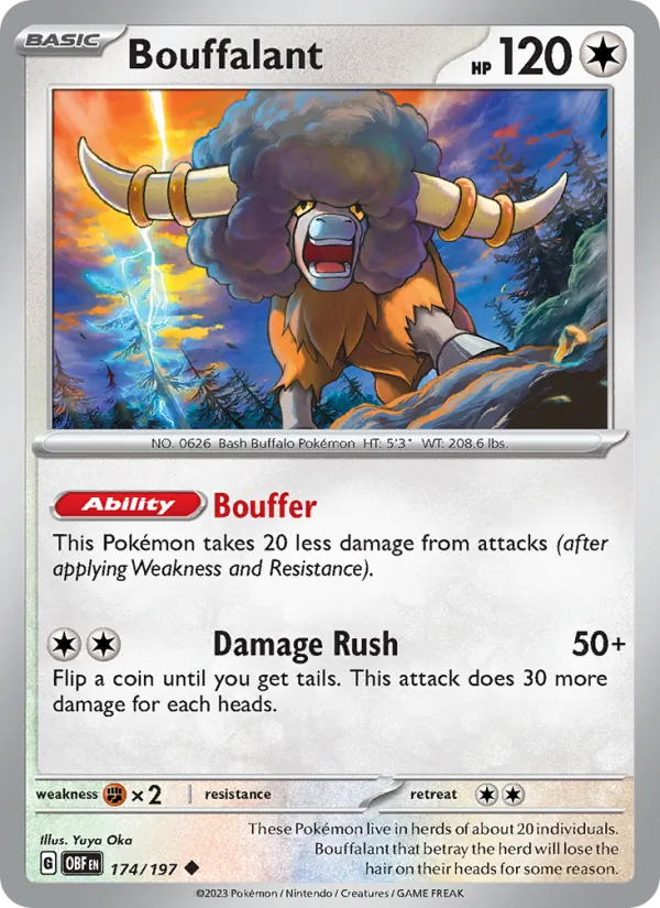 Bouffalant Normal 174/197 Obsidian Flames Pokémon Card
