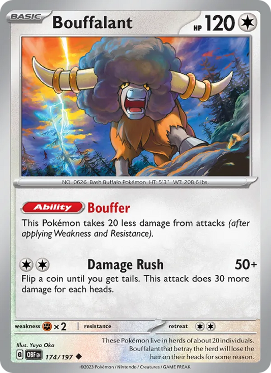 Bouffalant Normal 174/197 Obsidian Flames Pokémon Card