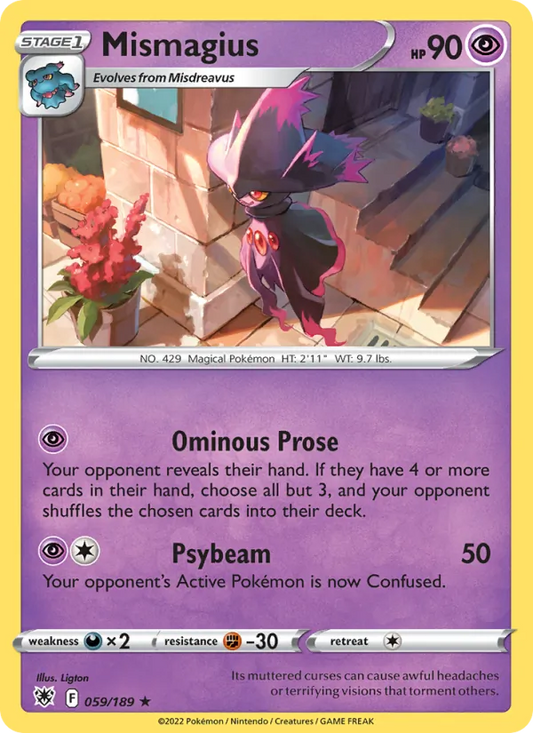 Mismagius Reverse Holo 059/189 Astral Radiance Pokémon Card