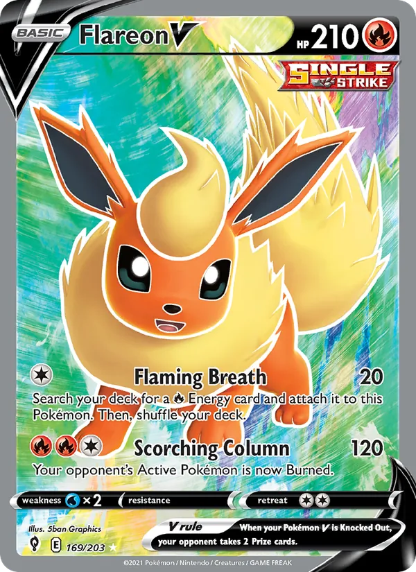Flareon V Holo 169/203 Evolving Skies Pokémon Card