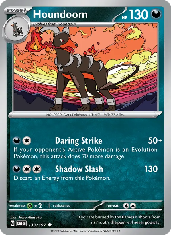 Houndoom Reverse Holo 133/197 Obsidian Flames Pokémon Card