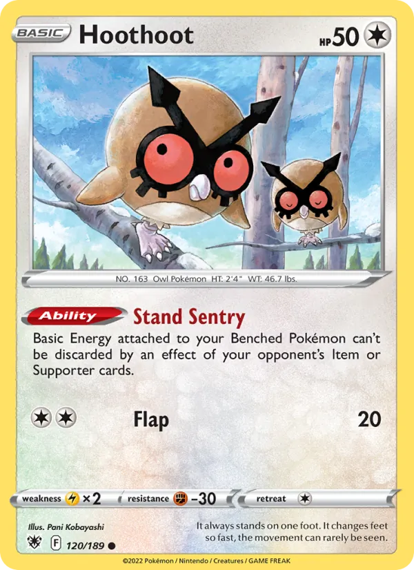 Hoothoot Reverse Holo 120/189 Astral Radiance Pokémon Card