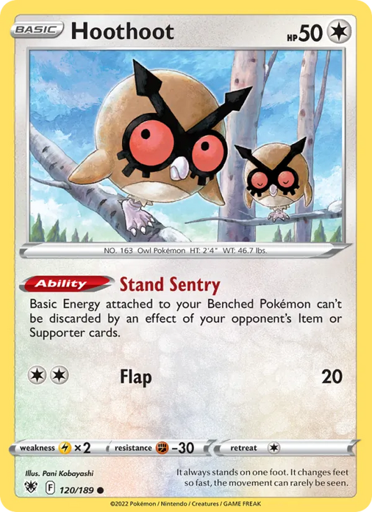 Hoothoot Reverse Holo 120/189 Astral Radiance Pokémon Card