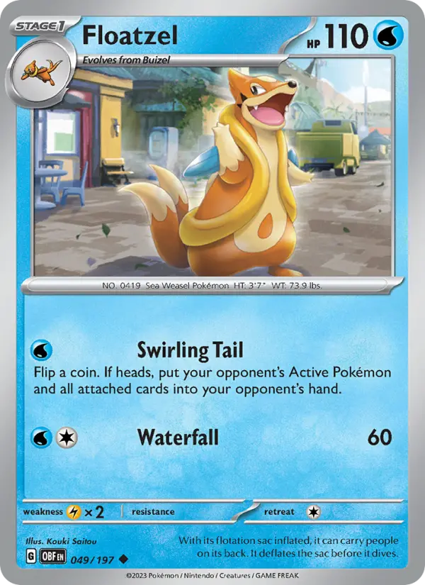 Floatzel Reverse Holo 049/197 Obsidian Flames Pokémon Card