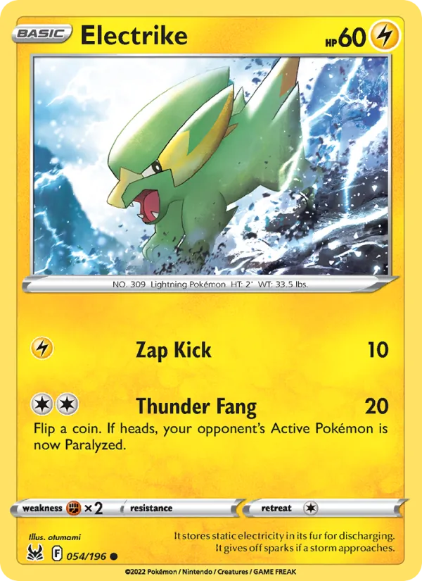 Electrike Reverse Holo 054/196 Lost Origin Pokémon Card