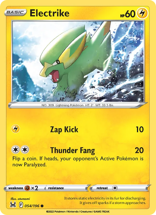 Electrike Reverse Holo 054/196 Lost Origin Pokémon Card