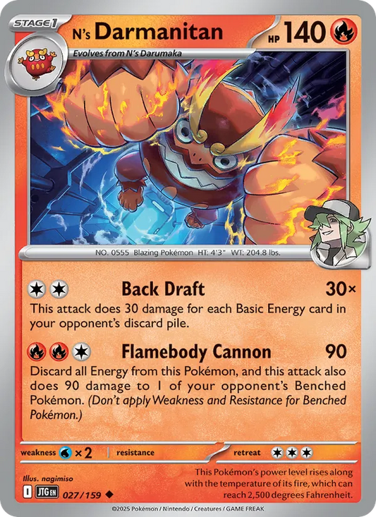 N's Darmanitan Normal 027/159 Journey Together Pokémon Card