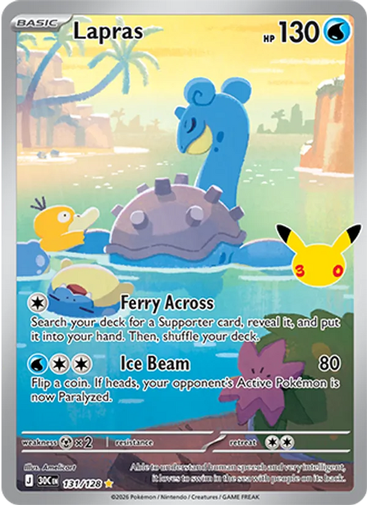 Lapras Normal 131/128 30th Celebration Pokémon Card