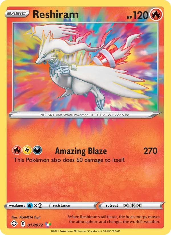 Reshiram Holo 017/72 Shining Fates Pokémon Card