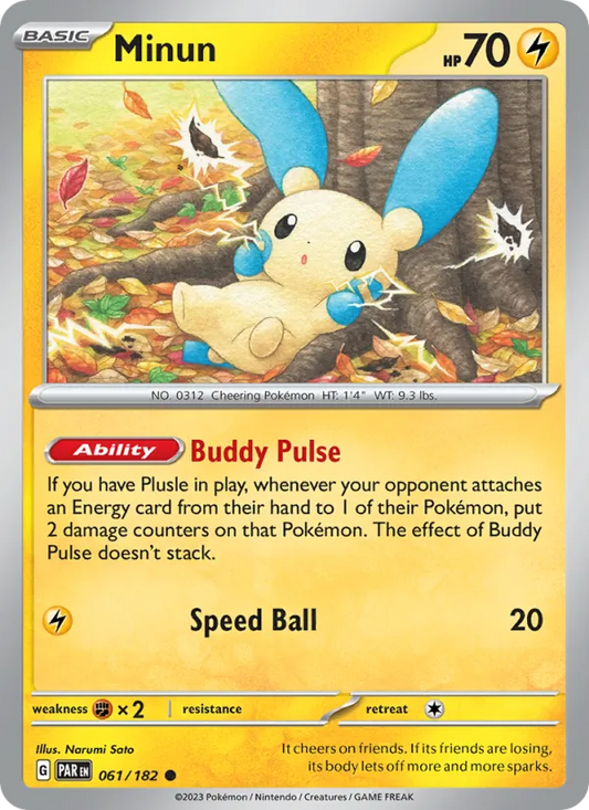 Minun Normal 061/182 Paradox Rift Pokémon Card