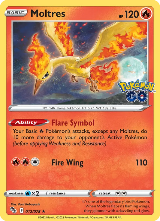 Moltres Reverse Holo 012/78 Pokémon GO Pokémon Card