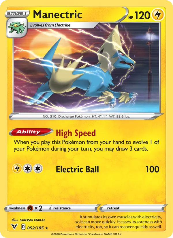 Manectric Reverse Holo 052/185 Vivid Voltage Pokémon Card